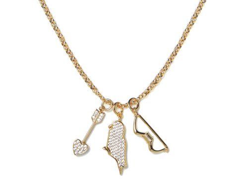 Pavé Trio Motif Necklace Gold