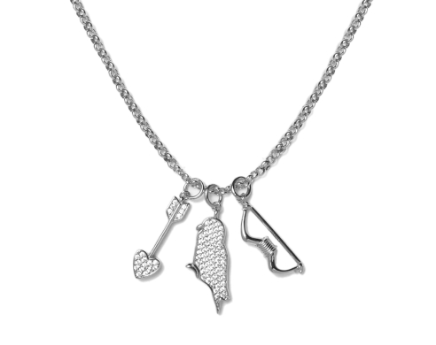 Pavé Trio Motif Necklace Silver