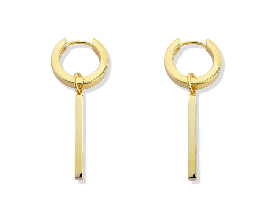 Bar Hoop Pierce Gold