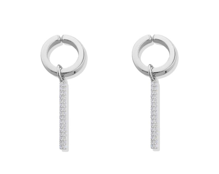 Pavé Bar Hoop Ear Clip Silver