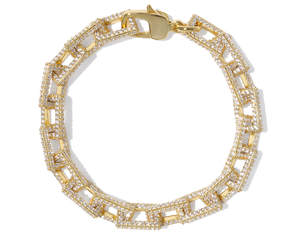 Pavé Square Chain Bracelet Gold
